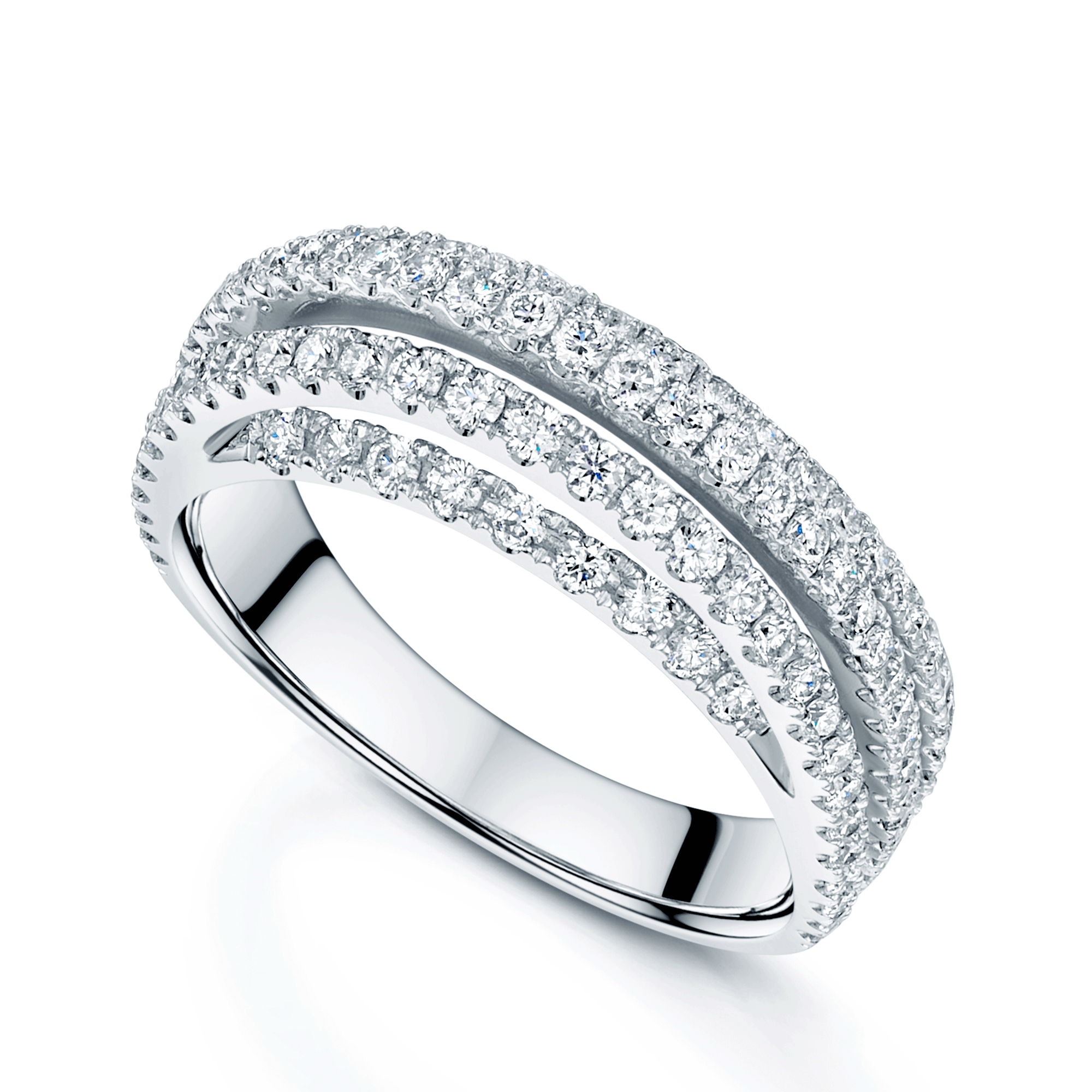 Berry's Platinum Pave Set Round Brilliant Diamond Six Row Dress Ring - Berry's Jewellers