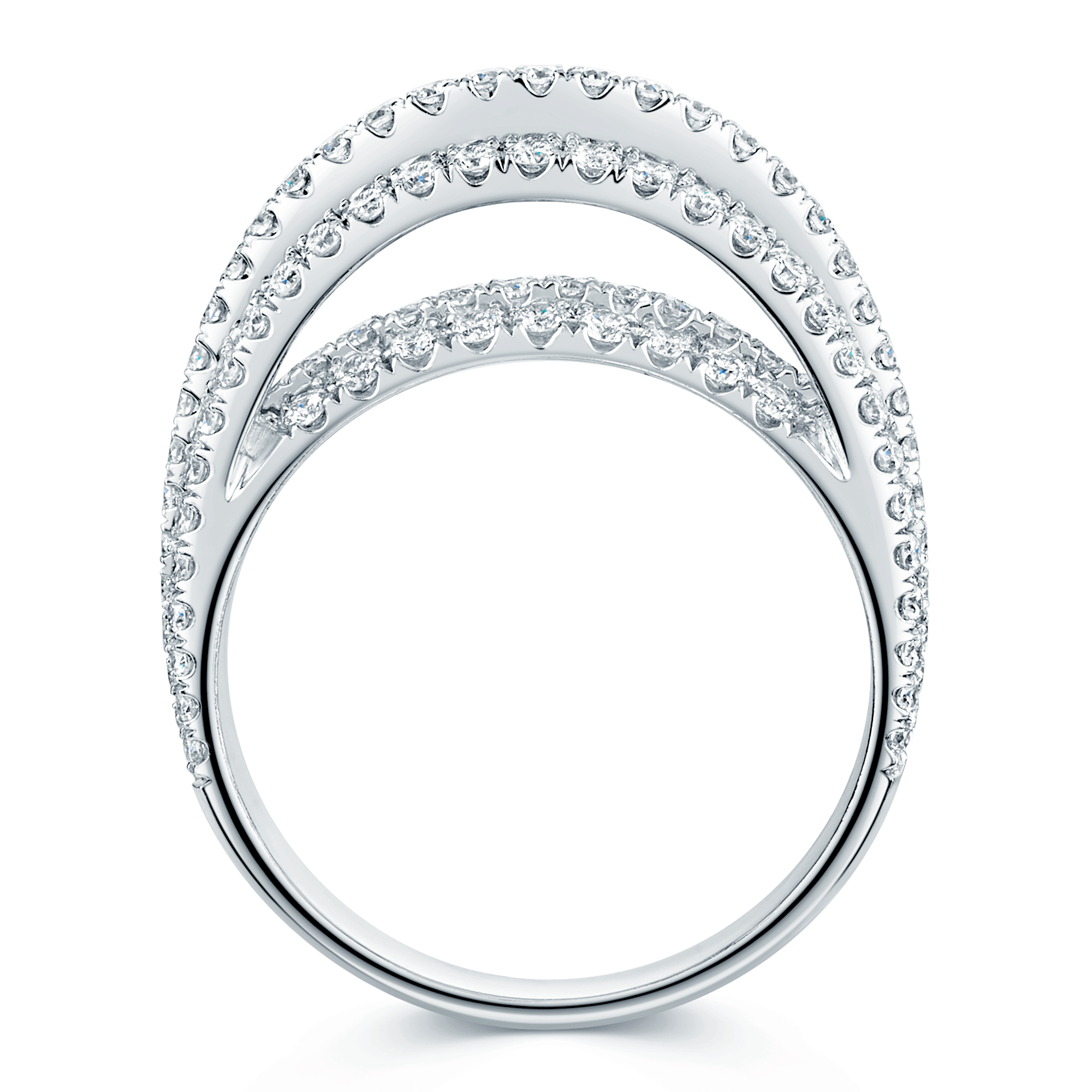 Berry's Platinum Pave Set Round Brilliant Diamond Six Row Dress Ring - Berry's Jewellers