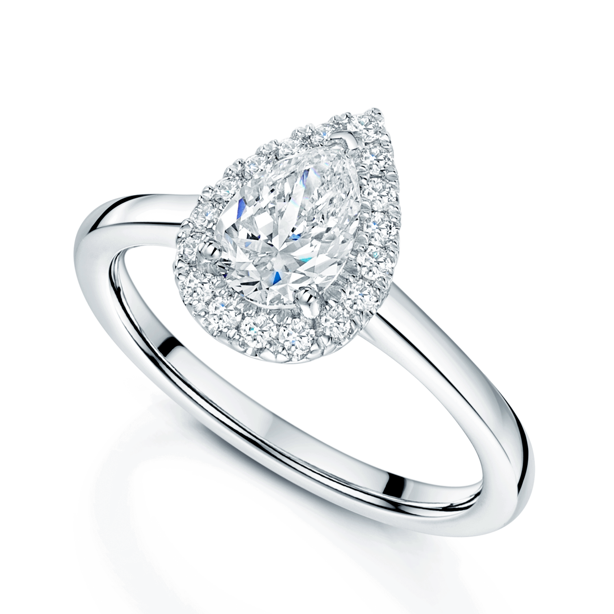 Berry's Platinum Pear Cut Diamond Halo Engagement Ring - Berry's Jewellers