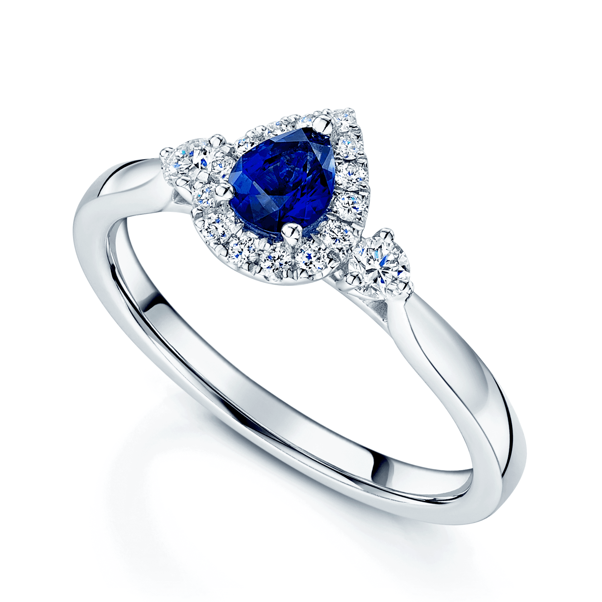 Berry's Platinum Pear Sapphire And Diamond Halo Surround Fancy Ring - Berry's Jewellers