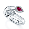 Berry's Platinum Pear Shape Diamond And Ruby Cross Over Fancy Ring - Berry's Jewellers