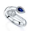 Berry's Platinum Pear Shape Diamond And Sapphire Cross Over Fancy Ring - Berry's Jewellers