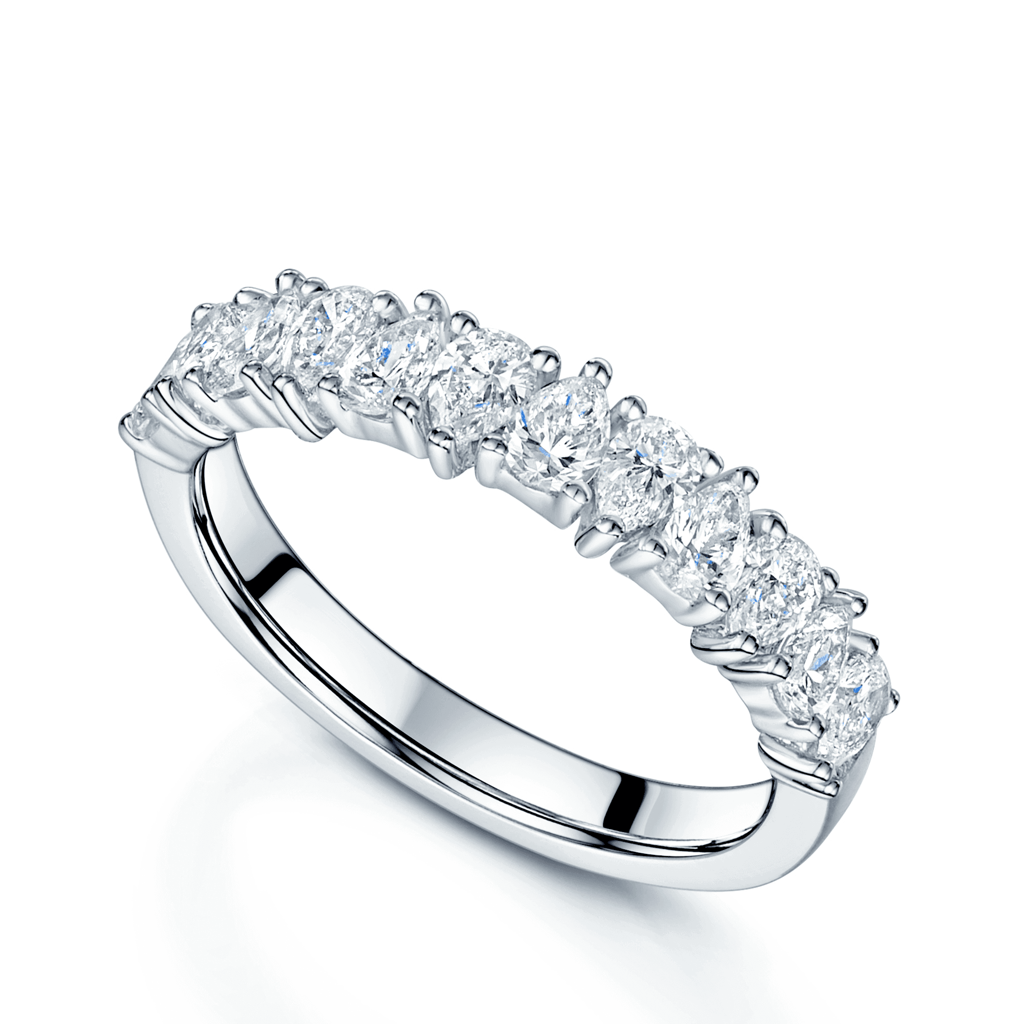 Berry's Platinum Pear Shaped Diamond Claw Set Half Eternity Ring - Berry's Jewellers