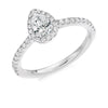 Berry's Platinum Pear Shaped Diamond Halo Engagement Ring With Pave Set Shoulders - Berry's Jewellers