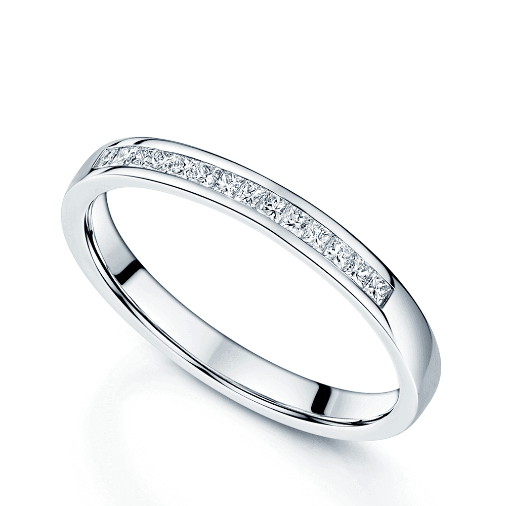 Berry's Platinum Princess Cut Diamond Channel Set Half Eternity Ring - Berry's Jewellers