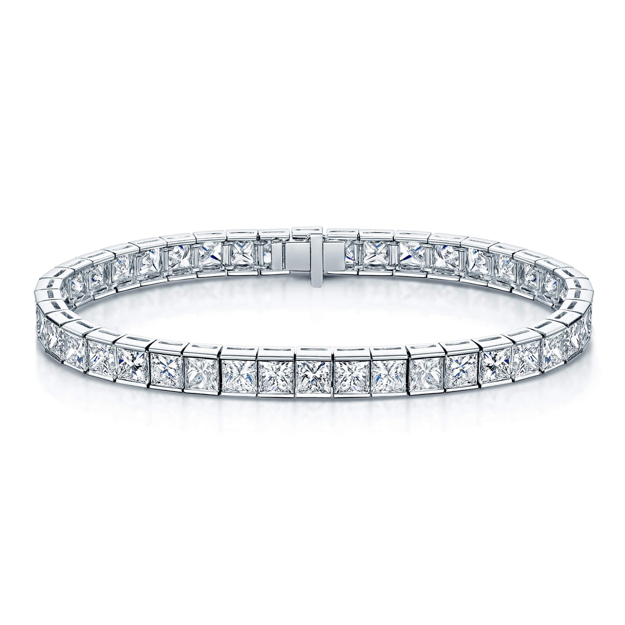 Platinum Princess Cut Diamond Channel Set Tennis Bracelet