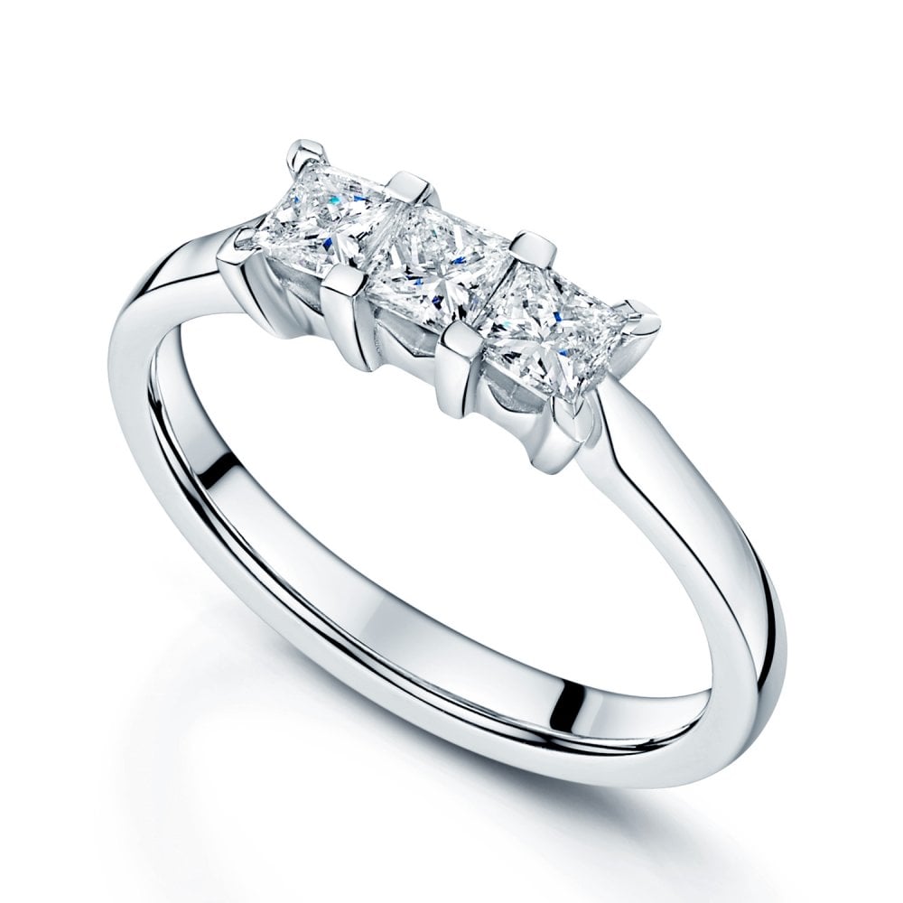 Berry's Platinum Princess Cut Diamond Three Stone Claw Set Ring - Berry's Jewellers