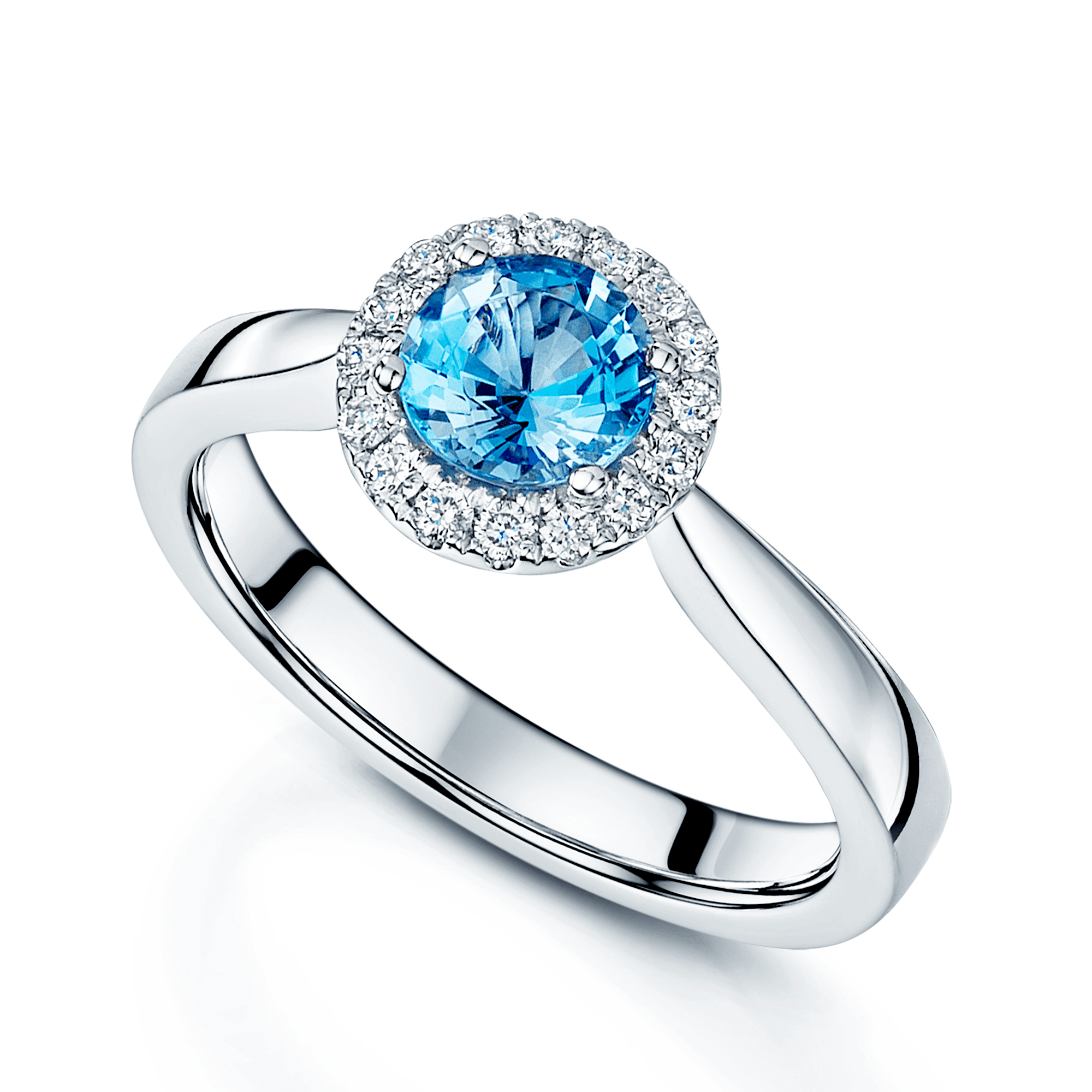 Berry's Platinum Round Brilliant Aquamarine And Diamond Cluster Ring - Berry's Jewellers