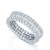 Platinum Round Brilliant & Baguette Cut Diamond Three Row Full Eternity Ring