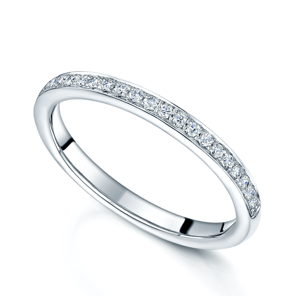 Berry's Platinum Round Brilliant Cut Channel Grain Set Diamond Half Eternity Ring - Berry's Jewellers