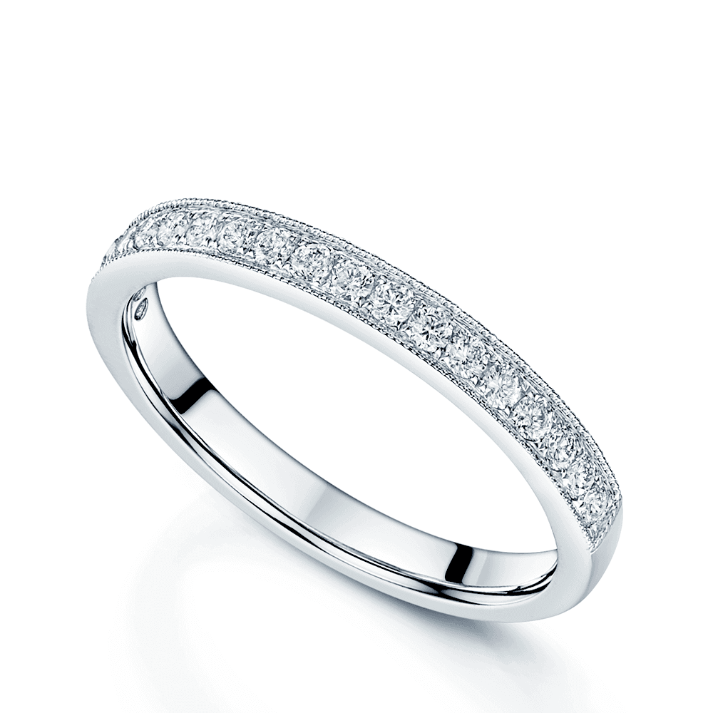 Platinum Round Brilliant Cut Diamond Channel Set Half Eternity Ring