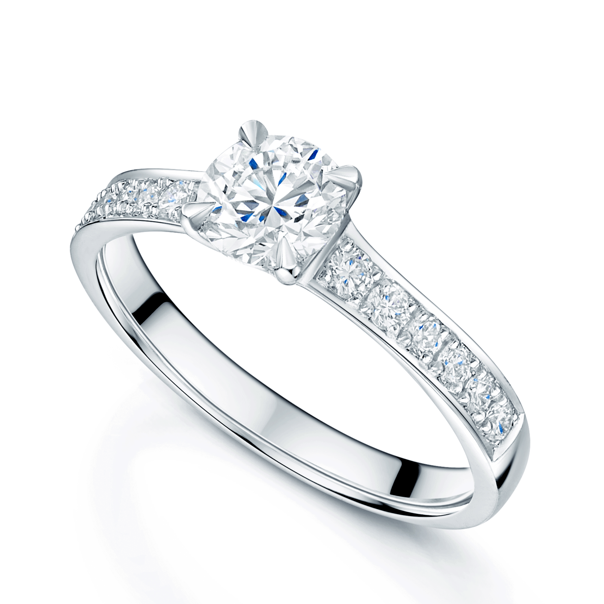 Berry's Platinum Round brilliant Cut Diamond Engagement Ring With Diamond Shoulders - Berry's Jewellers