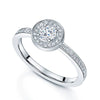 Berry's Platinum Round Brilliant Cut Diamond Ring With Diamond Halo and Channel Set Shoulders - Berry's Jewellers