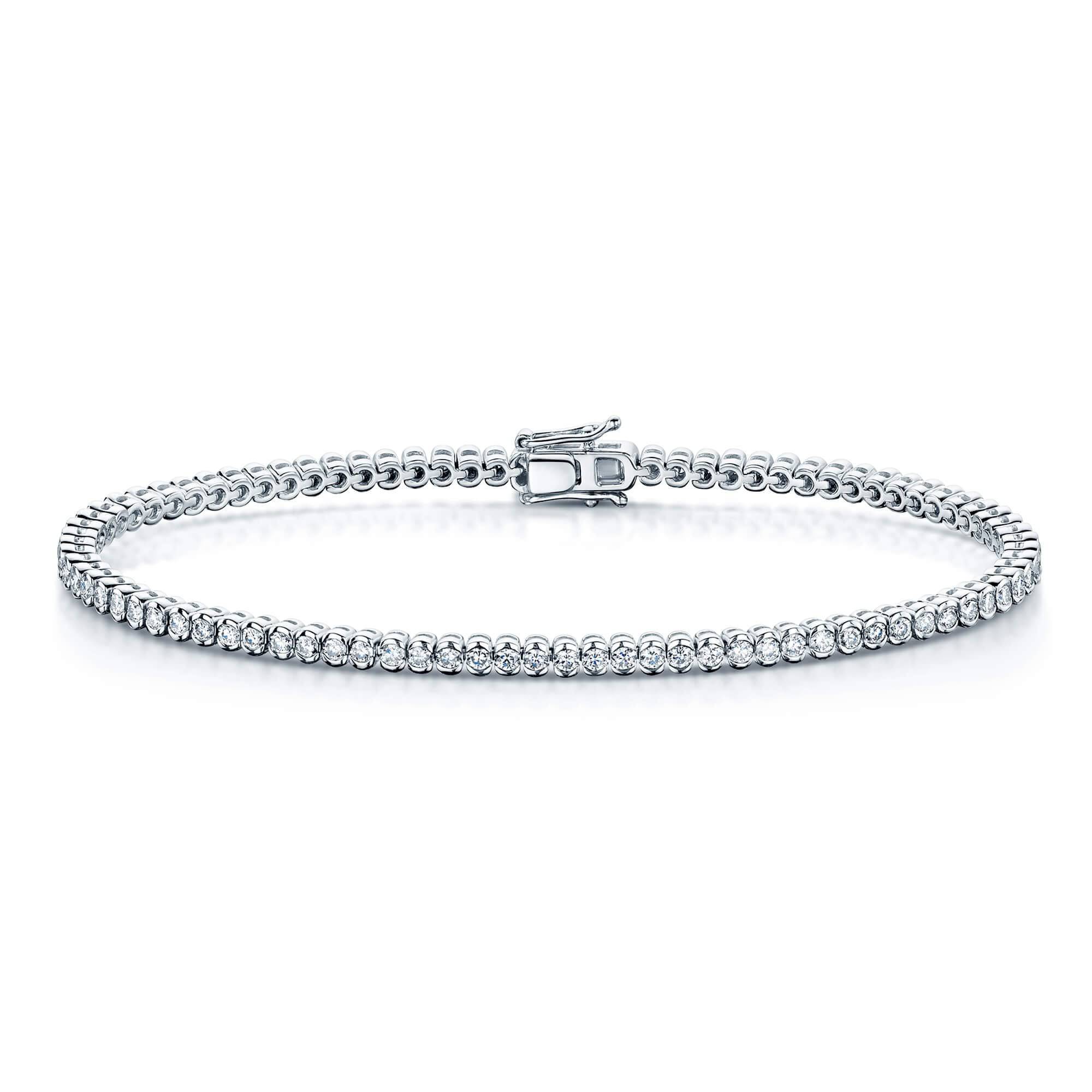 Berry's Platinum Round Brilliant Cut Diamond Rubover Set Tennis Bracelet - Berry's Jewellers