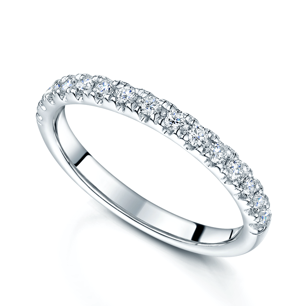 Platinum Round Brilliant Cut Diamond Set Half Eternity Ring