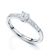 Platinum Round Brilliant Cut Diamond Single Stone Ring With Baguette Cut Diamond Channel Set Shoulders