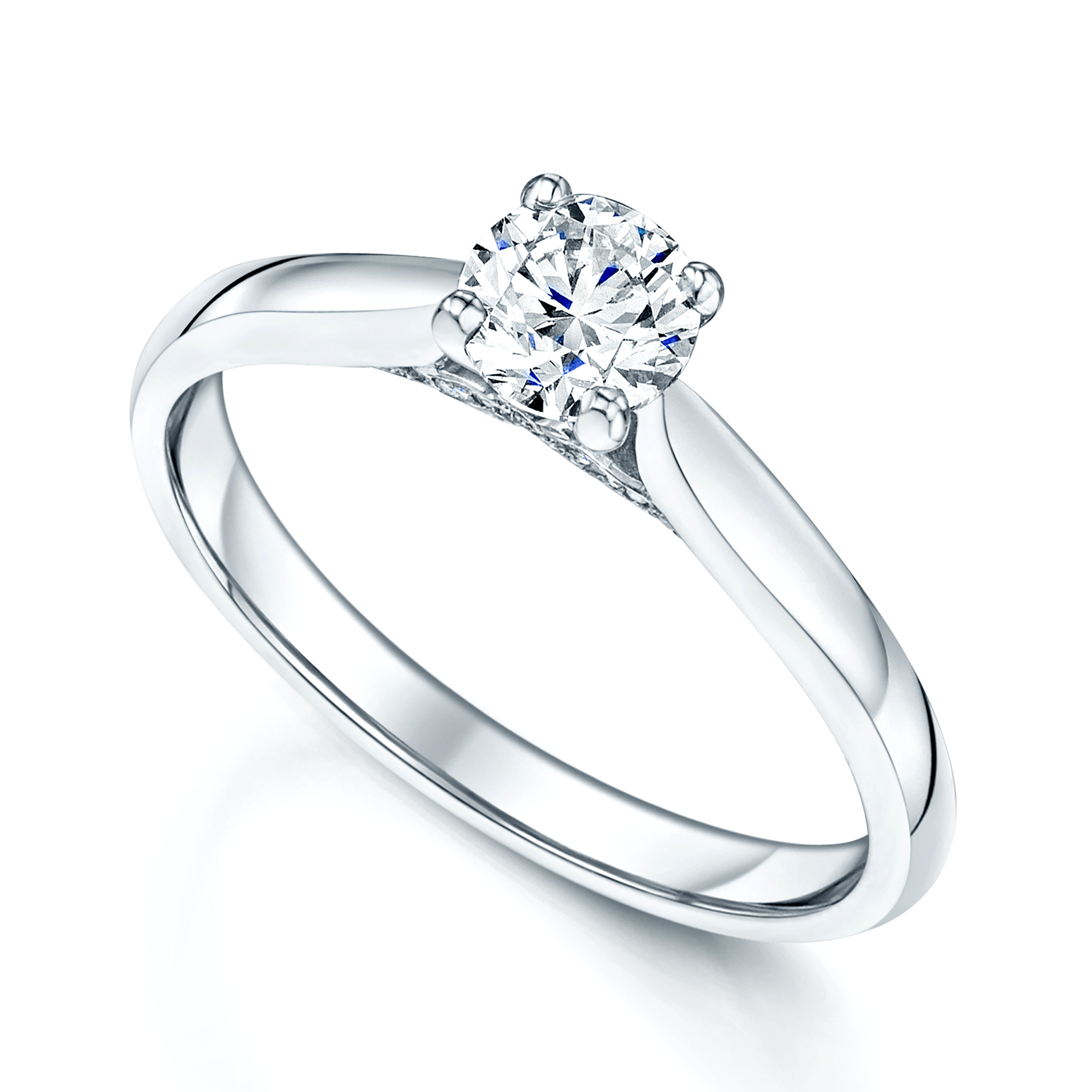 Platinum Round Brilliant Cut Diamond Solitaire Engagement Ring