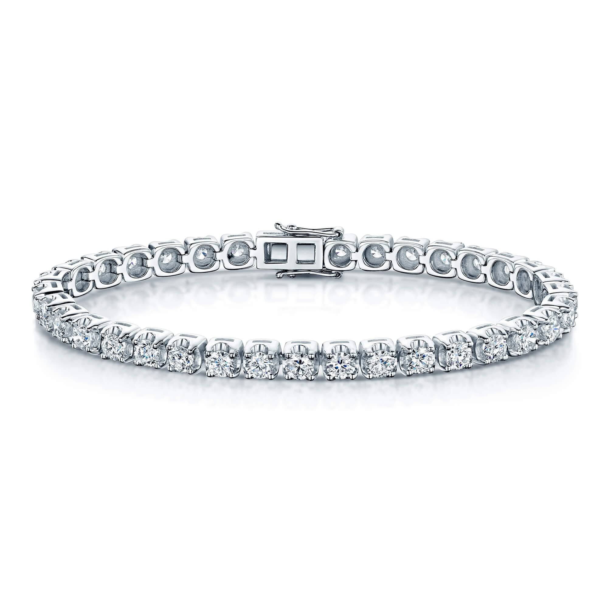 Platinum Round Brilliant Cut Diamond Tennis Bracelet