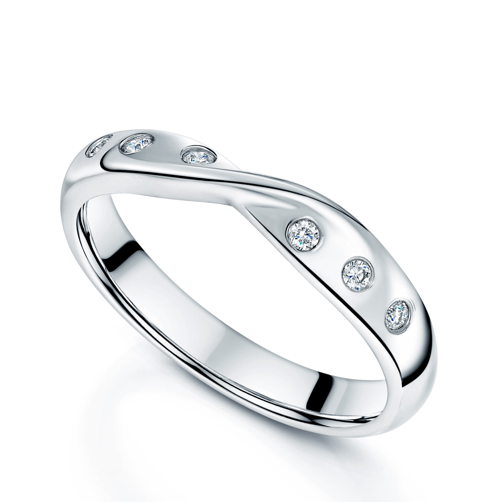 Berry's Platinum Round Brilliant Cut Diamond Twist Wedding Band - Berry's Jewellers