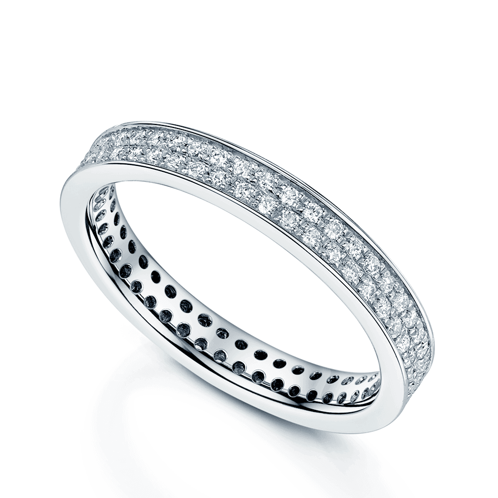 Berry's Platinum Round Brilliant Cut Diamond Two Row Full Eternity Ring - Berry's Jewellers