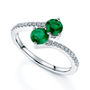 Berry's Platinum Round Brilliant Cut Emerald Two Stone Twist Ring With Diamond Set Shoulders - Berry's Jewellers