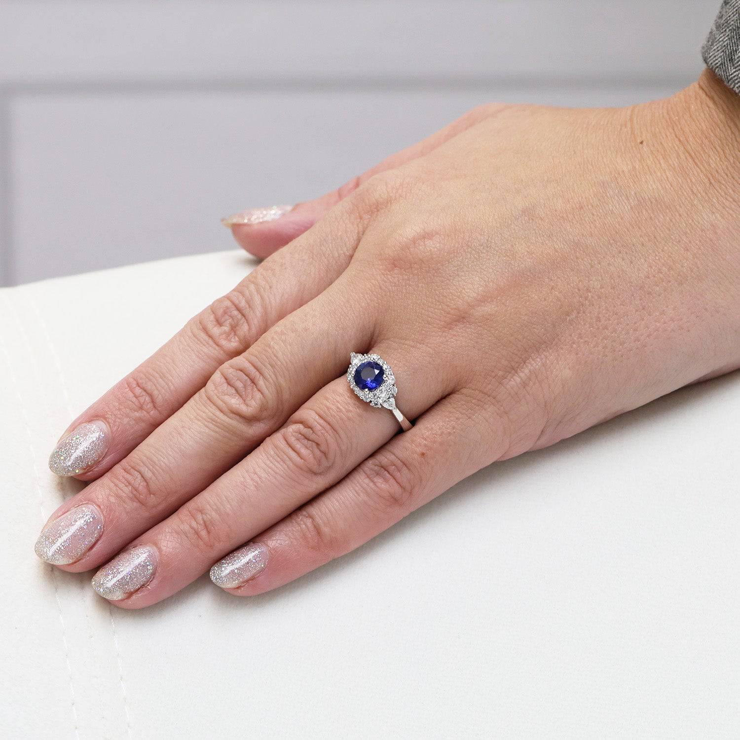 Berry's Platinum Round Brilliant Cut Sapphire And Diamond Cluster Ring - Berry's Jewellers