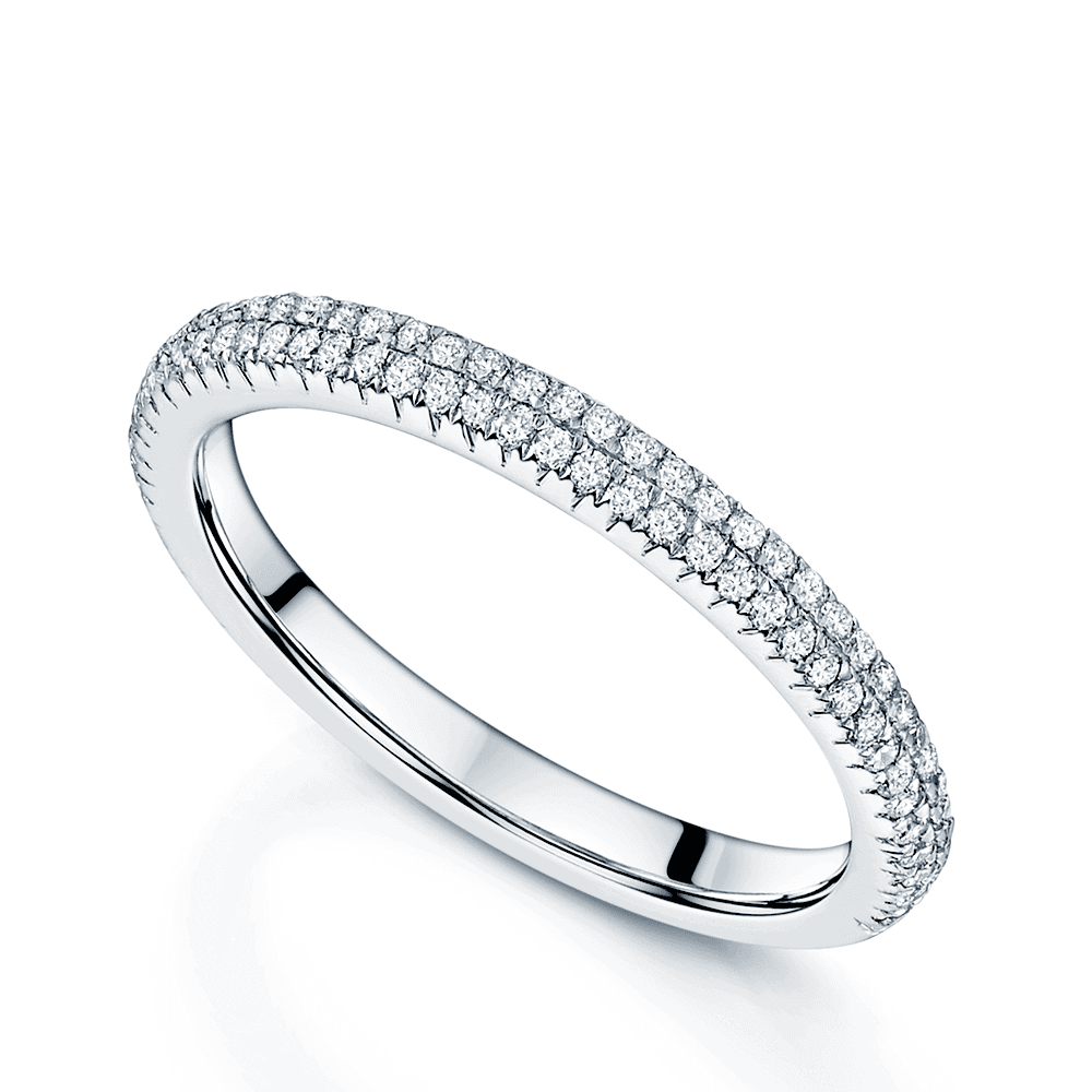 Berry's Platinum Round Brilliant Cut Two Row Pave Set Diamond Ring - Berry's Jewellers