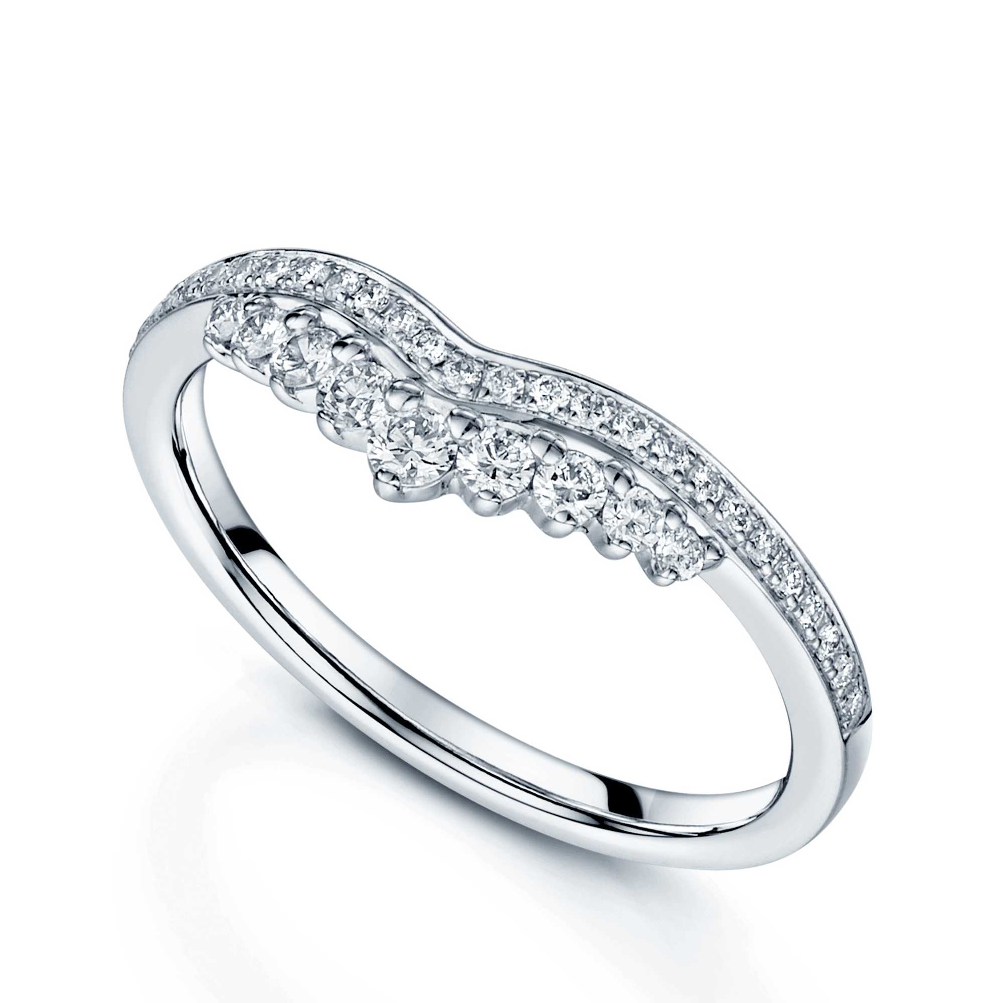 Berry's Platinum Round Brilliant Diamond Fancy Wishbone Eternity Ring - Berry's Jewellers