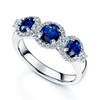 Berry's Platinum Round Brilliant Sapphire Fancy Three Stone Ring With A Diamond Halo Surround - Berry's Jewellers