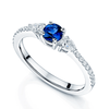 Berry's Platinum Round Sapphire & Pear Cut Diamond Claw Set Three Stone Ring With Diamond Set shoulders - Berry's Jewellers