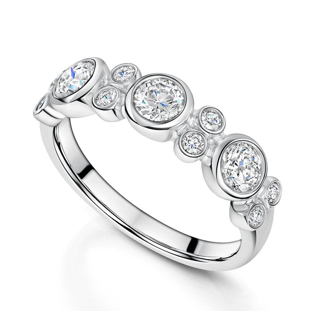 Platinum Rub Over Diamond Set Dress Ring