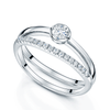 Platinum Rub Over Diamond Single Stone Ring With One Band Of Diamonds