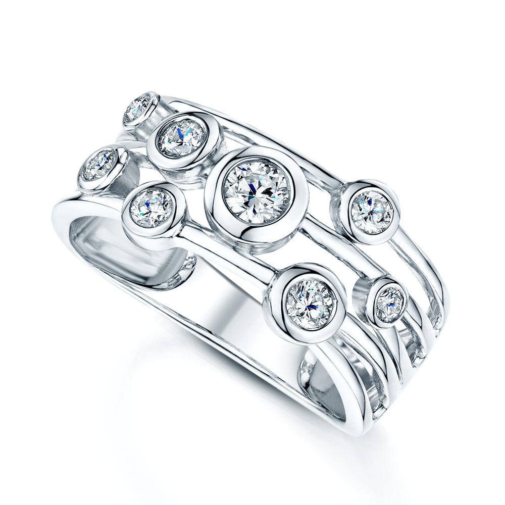 Berry's Platinum Rub-Over Set Diamond Five Band Dress Ring - Berry's Jewellers