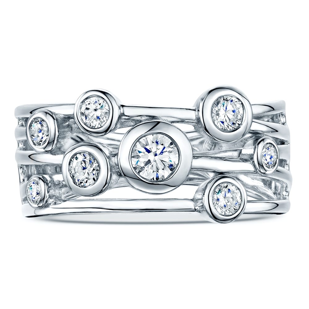 Berry's Platinum Rub-Over Set Diamond Five Band Dress Ring - Berry's Jewellers