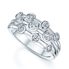 Platinum Rub-Over Set Diamond Three Band Dress Ring