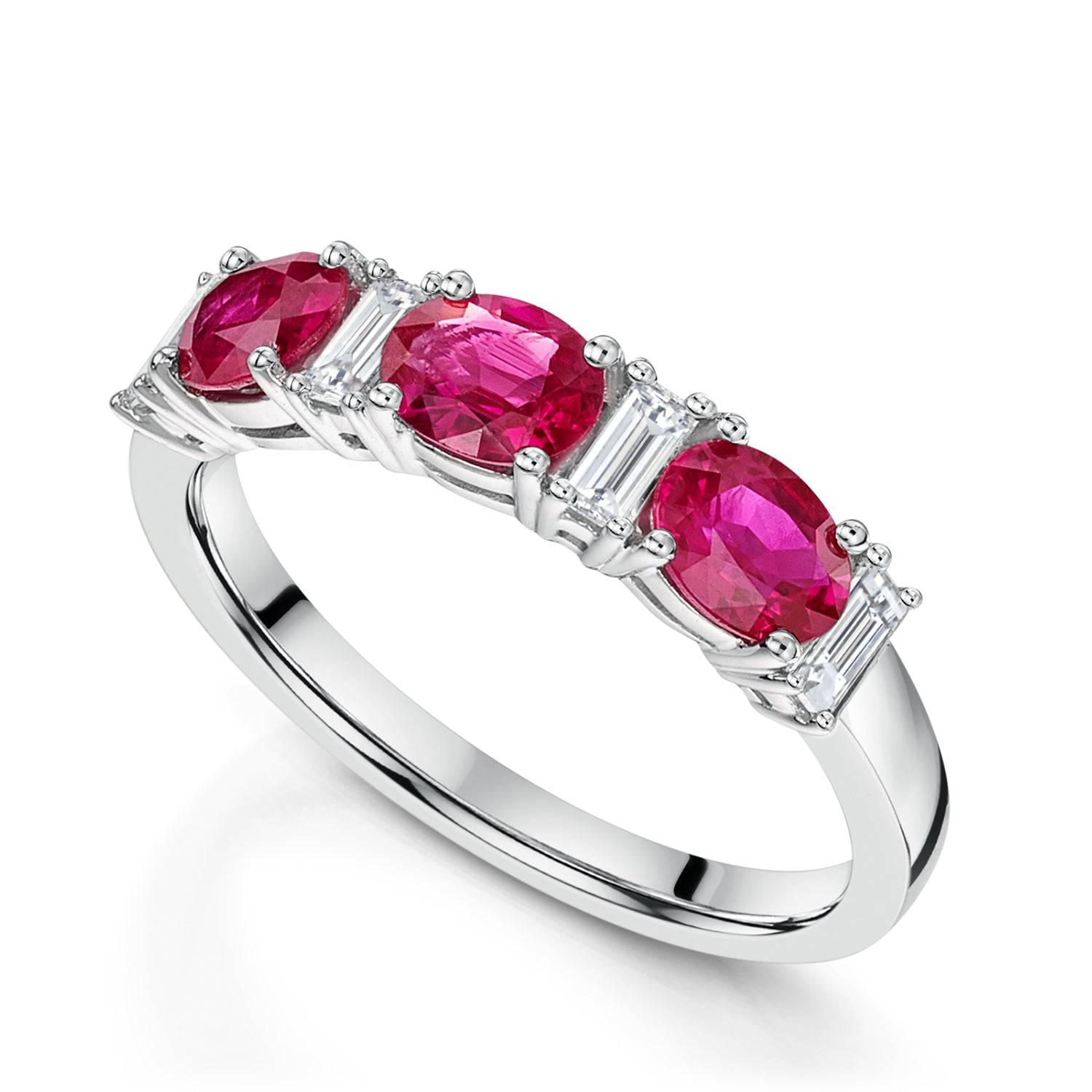 Berry's Platinum Ruby & Diamond Seven Stone Half Eternity Ring - Berry's Jewellers