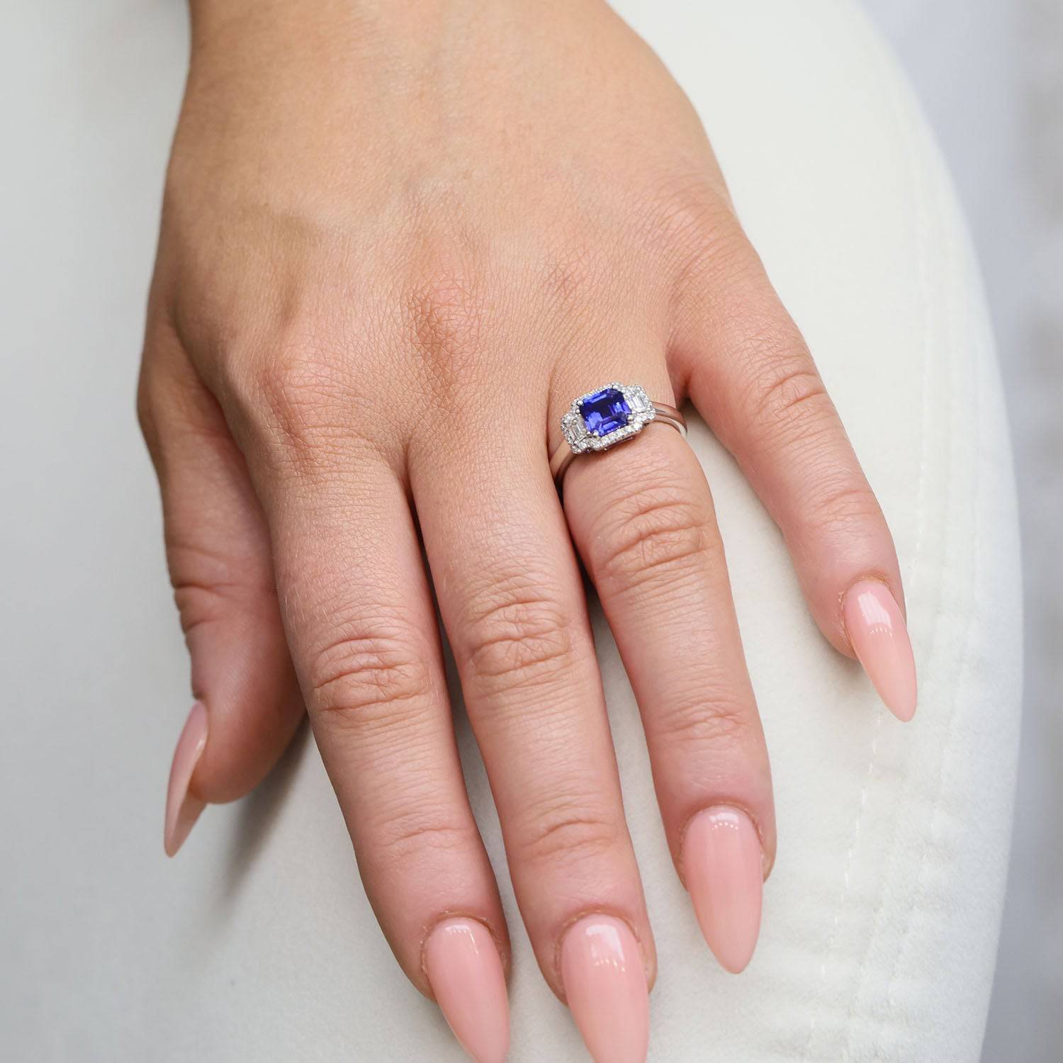 Berry's Platinum Sapphire And Diamond Three Stone Halo Dress Ring - Berry's Jewellers