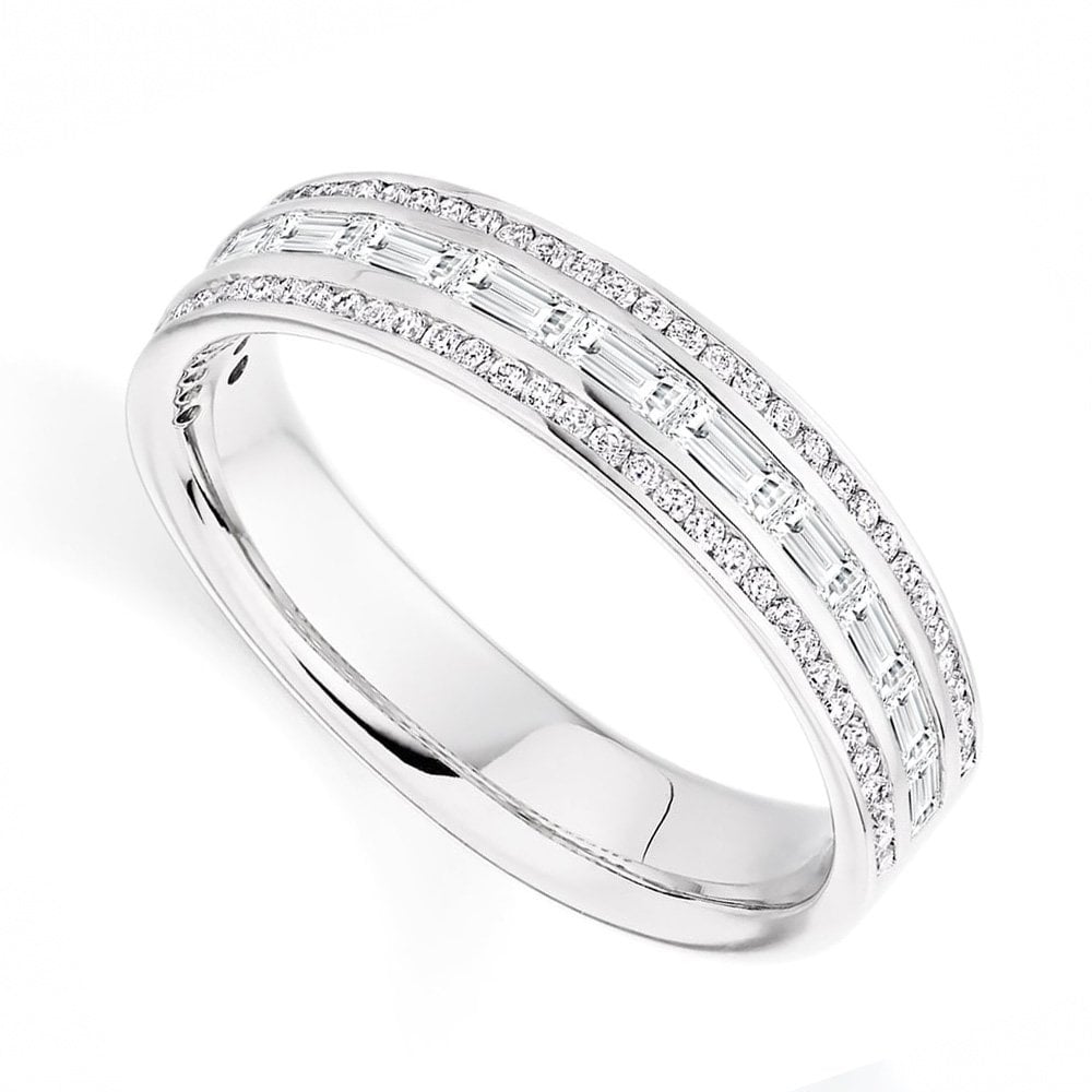 Berry's Platinum Set Baguette & Brilliant Cut Diamond Half Eternity Ring - Berry's Jewellers