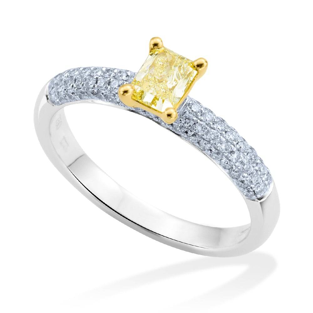 Berry's Platinum Set Pave Set Shoulders & Yellow Diamond Engagement Ring - Berry's Jewellers