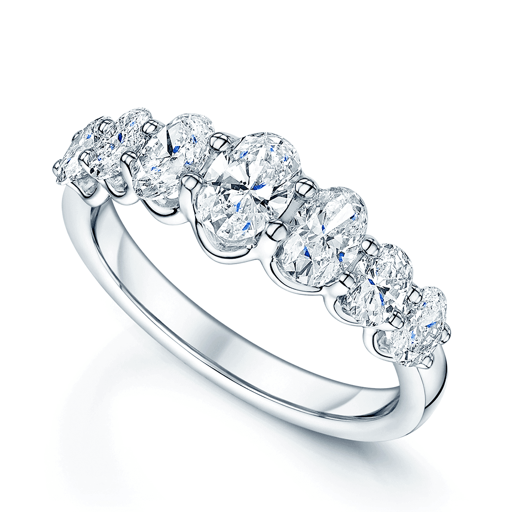 Platinum Seven Stone Oval Diamond Ring