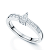 Berry's Platinum Single Stone Pear Shaped Diamond Ring With Baguette Cut Diamond Shoulders - Berry's Jewellers