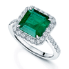 Berry's Platinum Square Cut Emerald And Round Brilliant Cut Diamond Cluster Ring With Diamond Set Shoulders - Berry's Jewellers