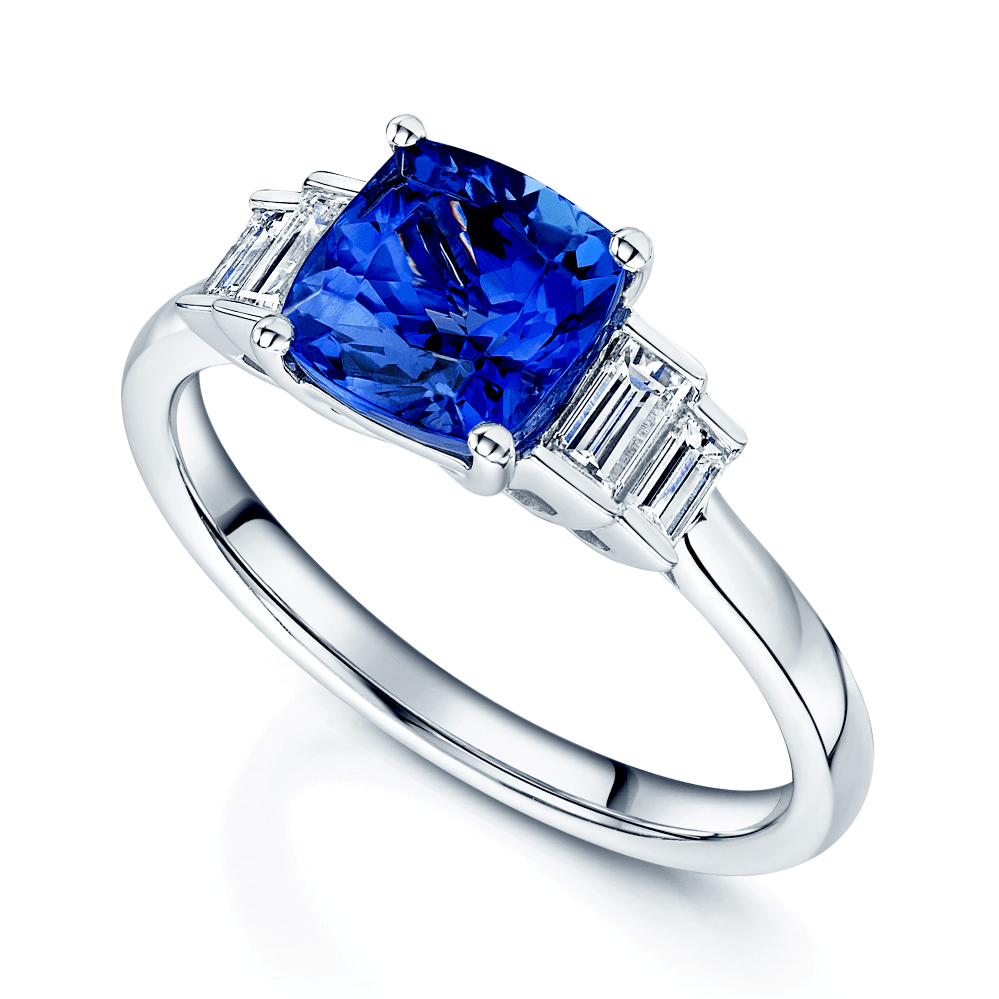 Berry's Platinum Tanzanite And Baguette Diamond Five Stone Ring - Berry's Jewellers