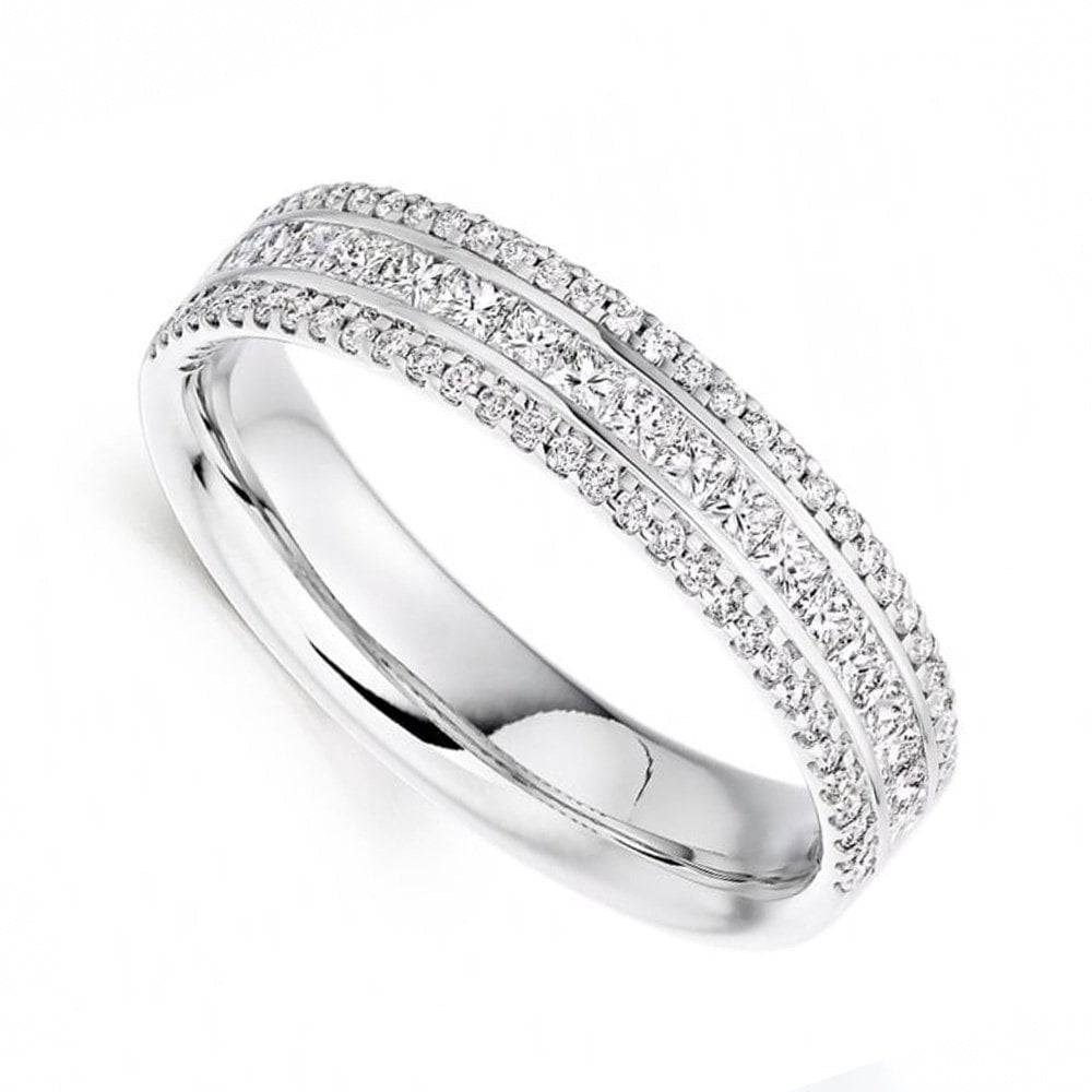 Berry's Platinum Three Row Diamond Set Half Eternity Ring - Berry's Jewellers