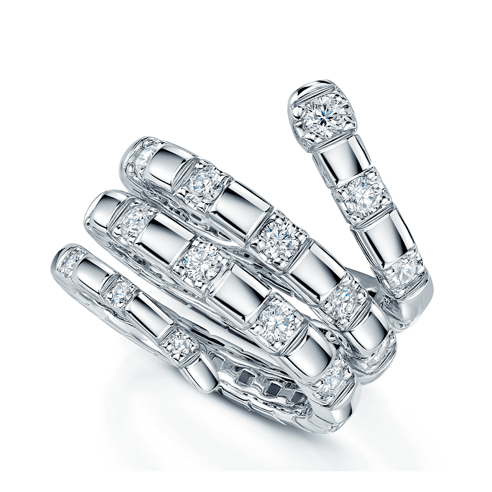 Platinum Three Row Diamond Set Ring