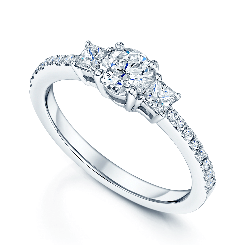 Berry's Platinum Three Stone Brilliant & Princess Cut Diamond Engagement Ring - Berry's Jewellers