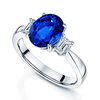 Berry's Platinum Three Stone Oval Sapphire And Emerald Cut Diamond Claw Set Ring - Berry's Jewellers