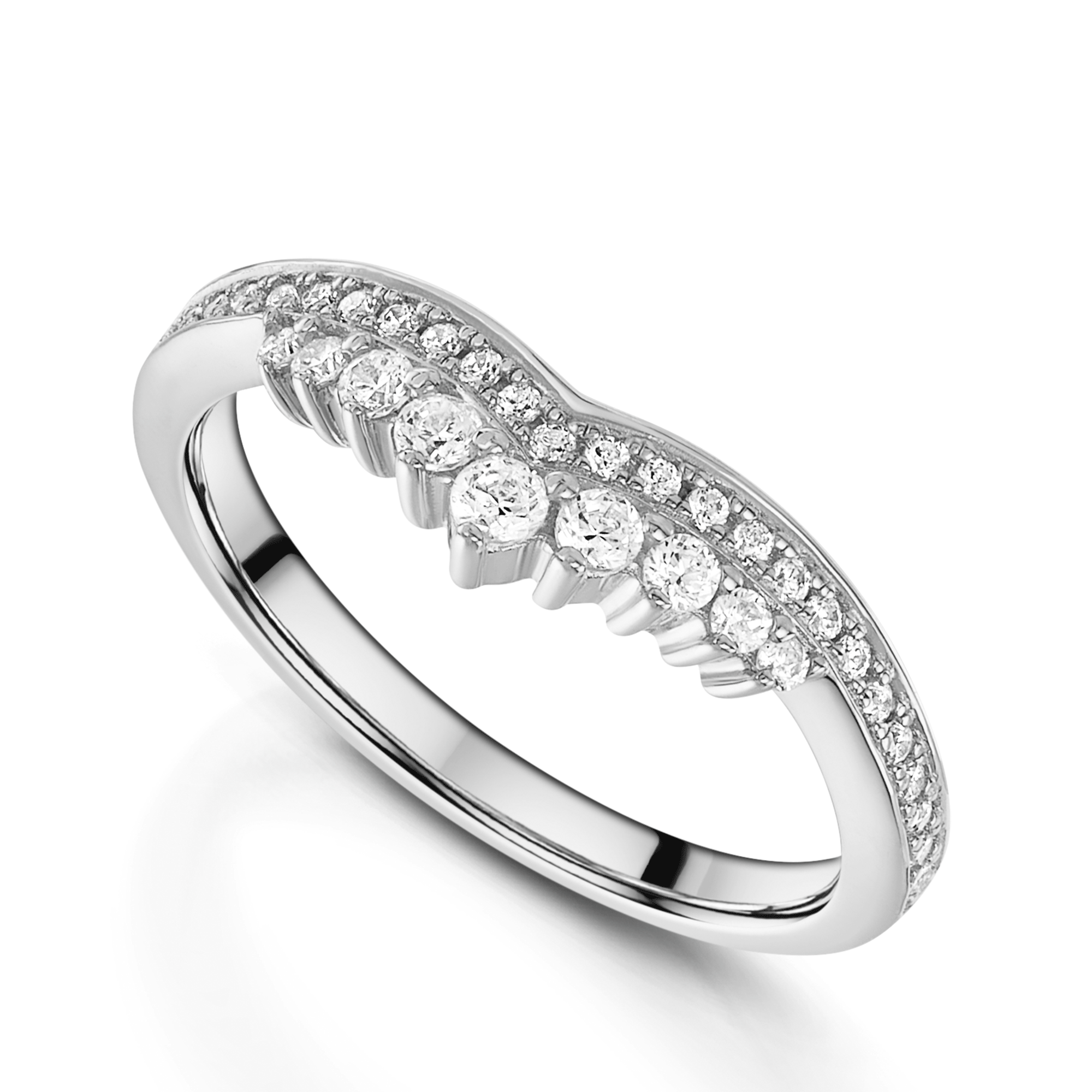 Berry's Platinum V Shaped Diamond Set Wedding Ring - Berry's Jewellers