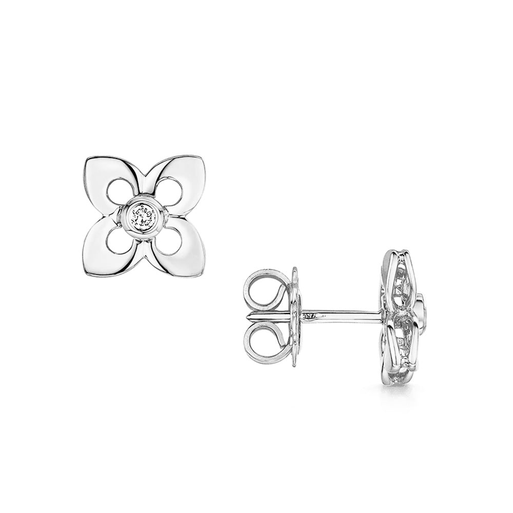 Primavera 18ct White Gold Diamond Set Stud Earrings