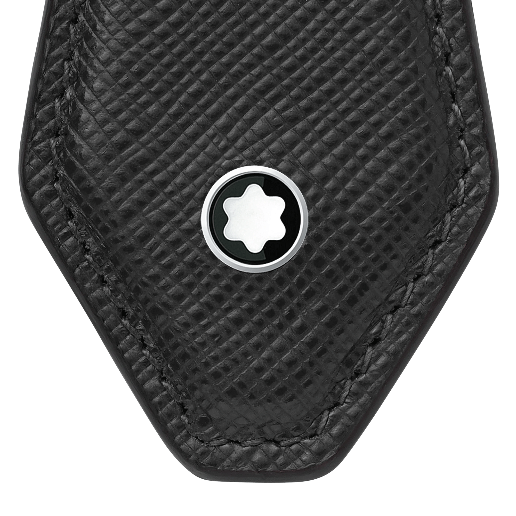 Sartorial Diamond Shaped Key Fob in Black Leather